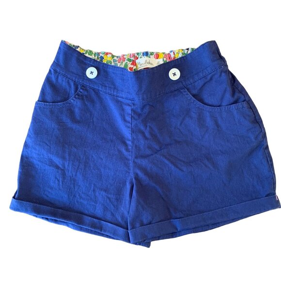 MINI BODEN Sailor Shorts Girls 11y 11 146cm Solid Blue Short Nautical Buttons - Picture 1 of 4